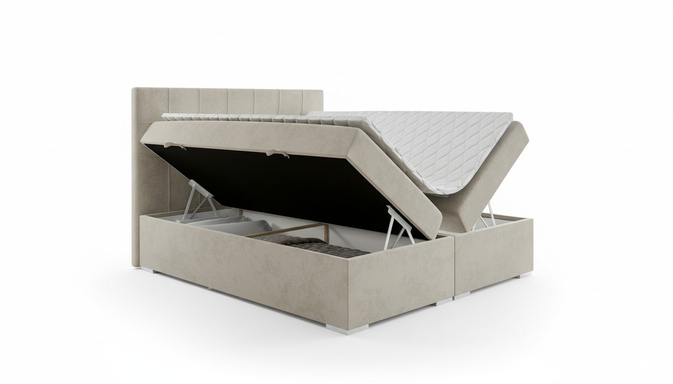 Bett Luxus Schlafzimmer Doppelbett Textil Polster Design Möbel Boxspringbett