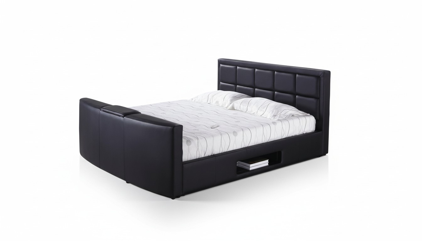 Bett mit Lift Fernseh Halterung Schlafzimmer Betten Polster Doppel