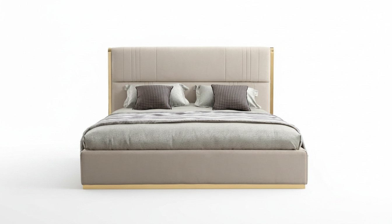 Bett Möbel Beige Schlafzimmer Möbel Design Betten Luxus Möbel Modern Holz Neu