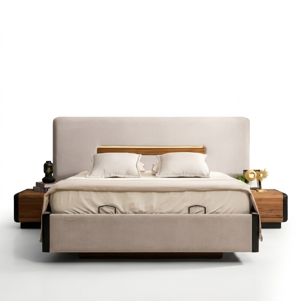 Bett Möbel Design Betten Doppelbett Luxus Schlafzimmer Textil Holz Neu