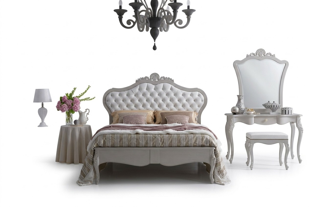 Bett Möbel Design Luxus Doppel Klassische Luxus Schlaf Zimmer Holz Neu