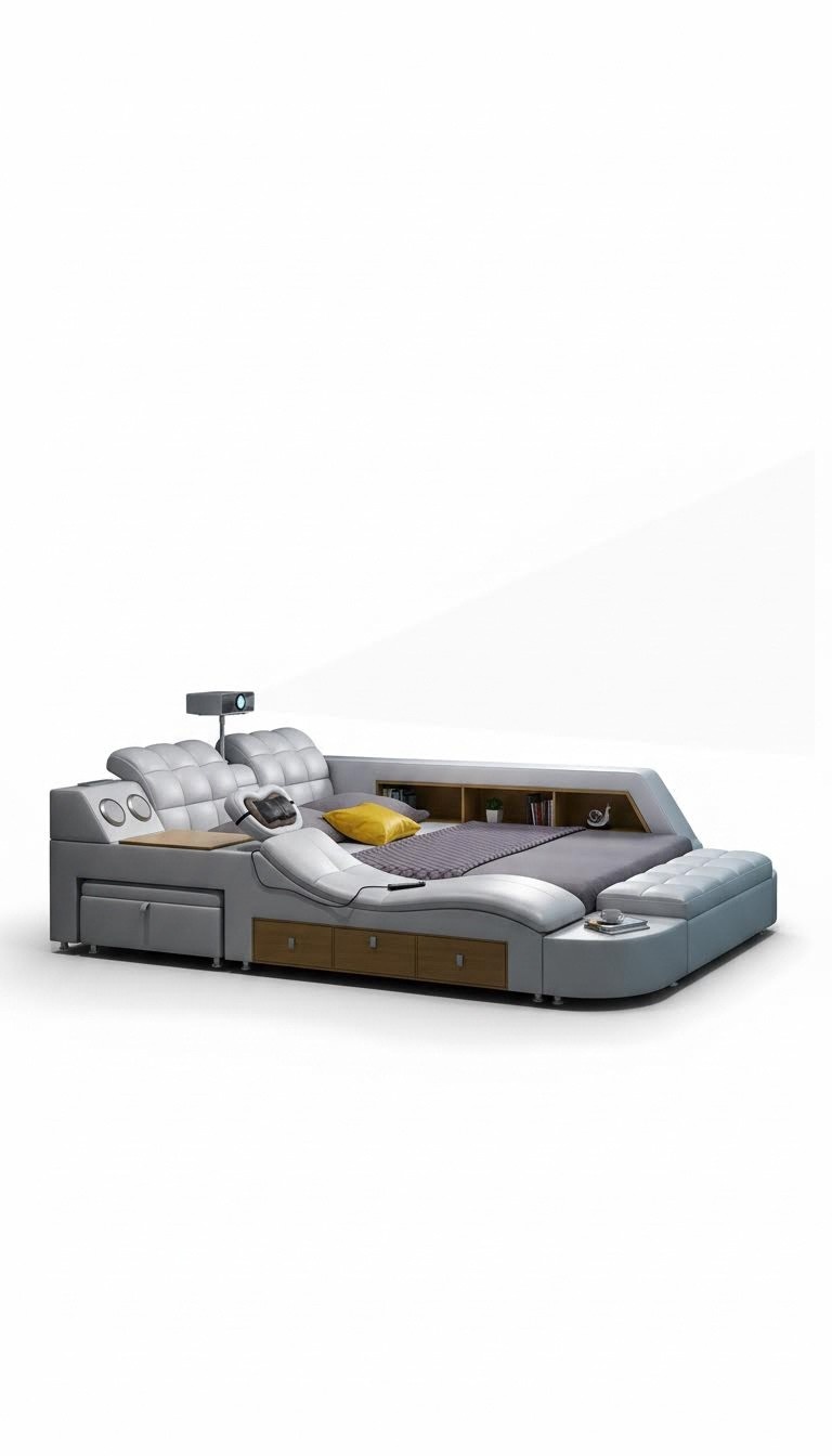 Bett Multifunktion Betten tv beamer usb led Massage Funktion Hotel Luxus