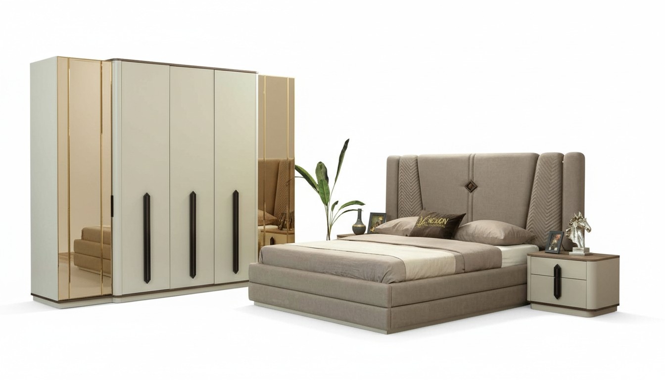 Bett Nachttisch Kleiderschrank Schlafzimmer Set Design Modern Luxus