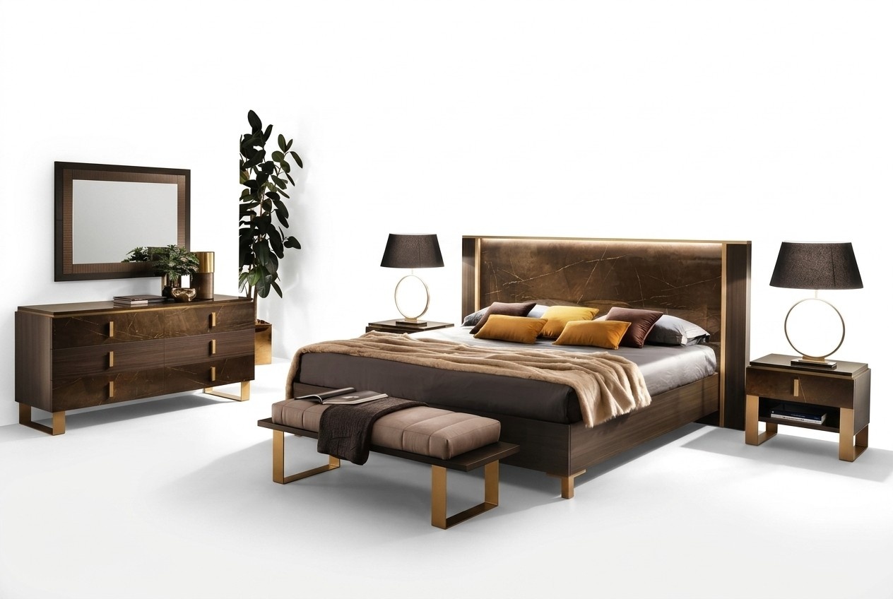 Bett Nachttisch Kommode 4 tlg. Schlafzimmer Set Design Modern Luxus Betten