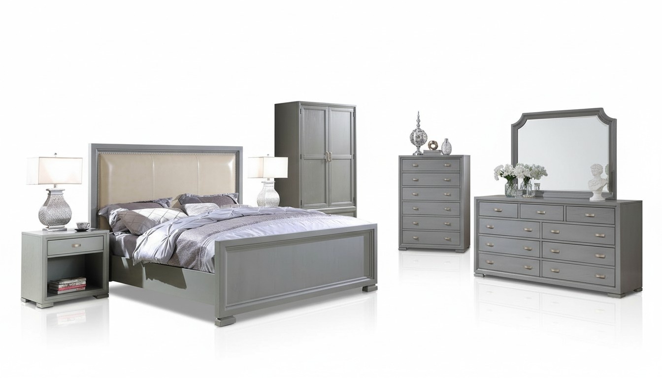 Bett Nachttisch Kommode 6 tlg. Schlafzimmer Set Design Moderne Luxus Möbel Neu