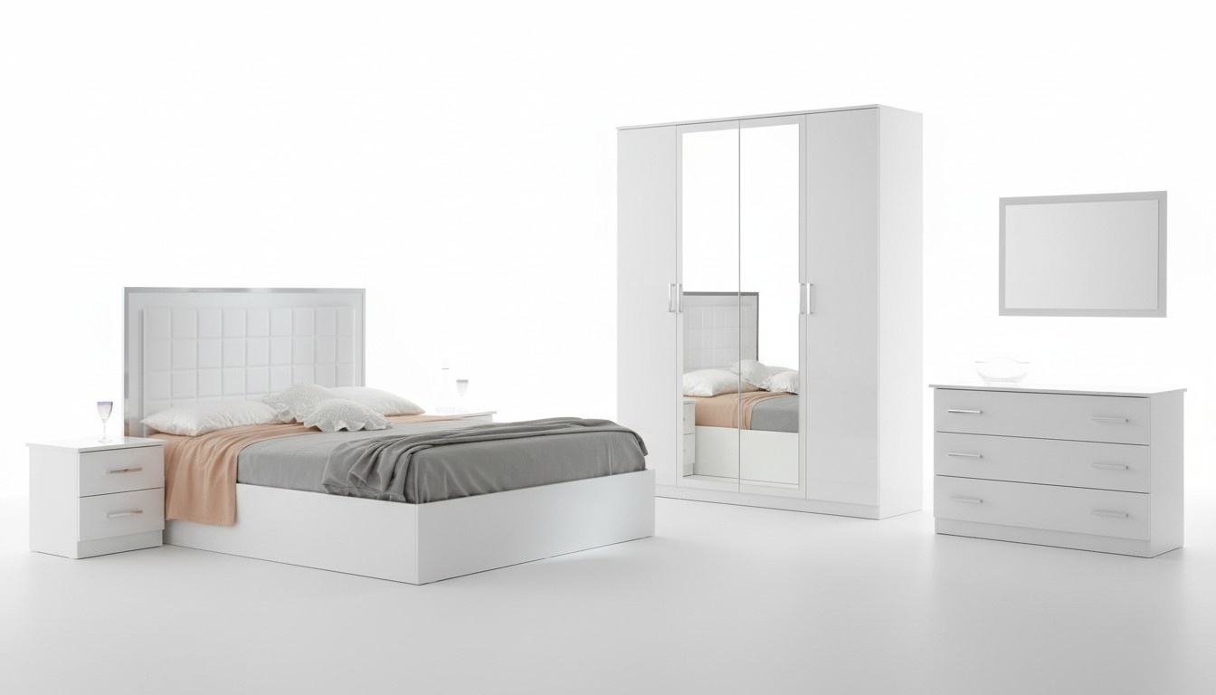 Bett Nachttisch Kommode 6 tlg.Schlafzimmer Set Design Modern Luxus