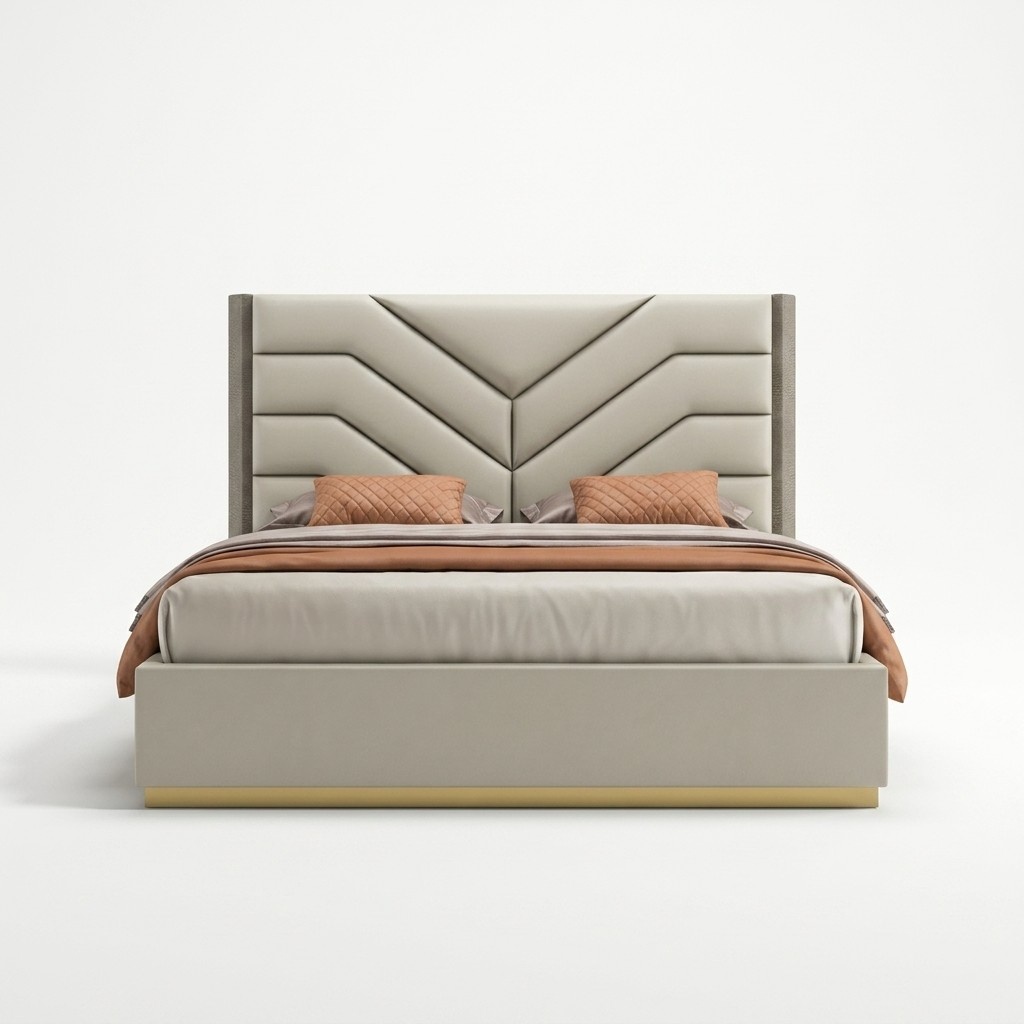 Bett Polster Design Luxus Holz Doppelbetten Ehe Schlafzimmer Leder