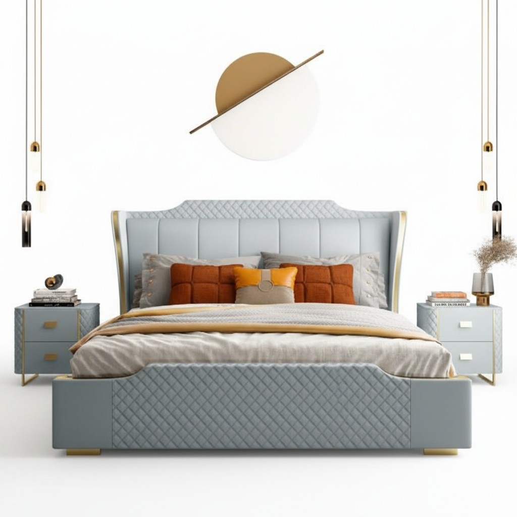 Bett Polster Design Luxus Doppel Hotel Betten Schlafzimmer Kunstleder