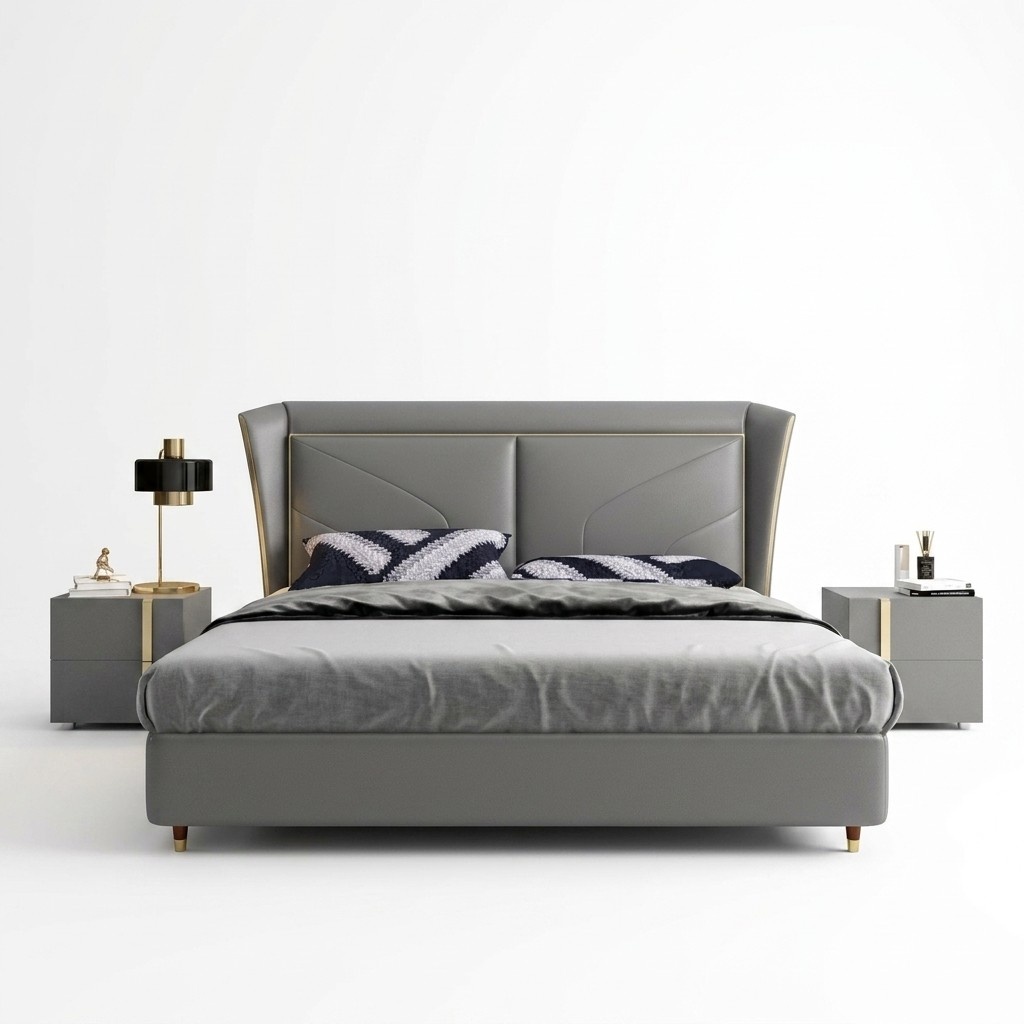 Bett Polster Design Luxus Doppel Hotel Betten Ehe Leder 180x200cm