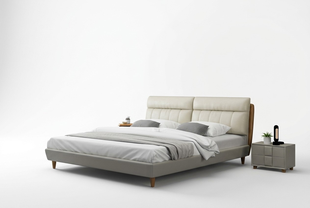 Bett Polster Design Luxus Doppel Betten Beige 180x200 Schlaf Zimmer