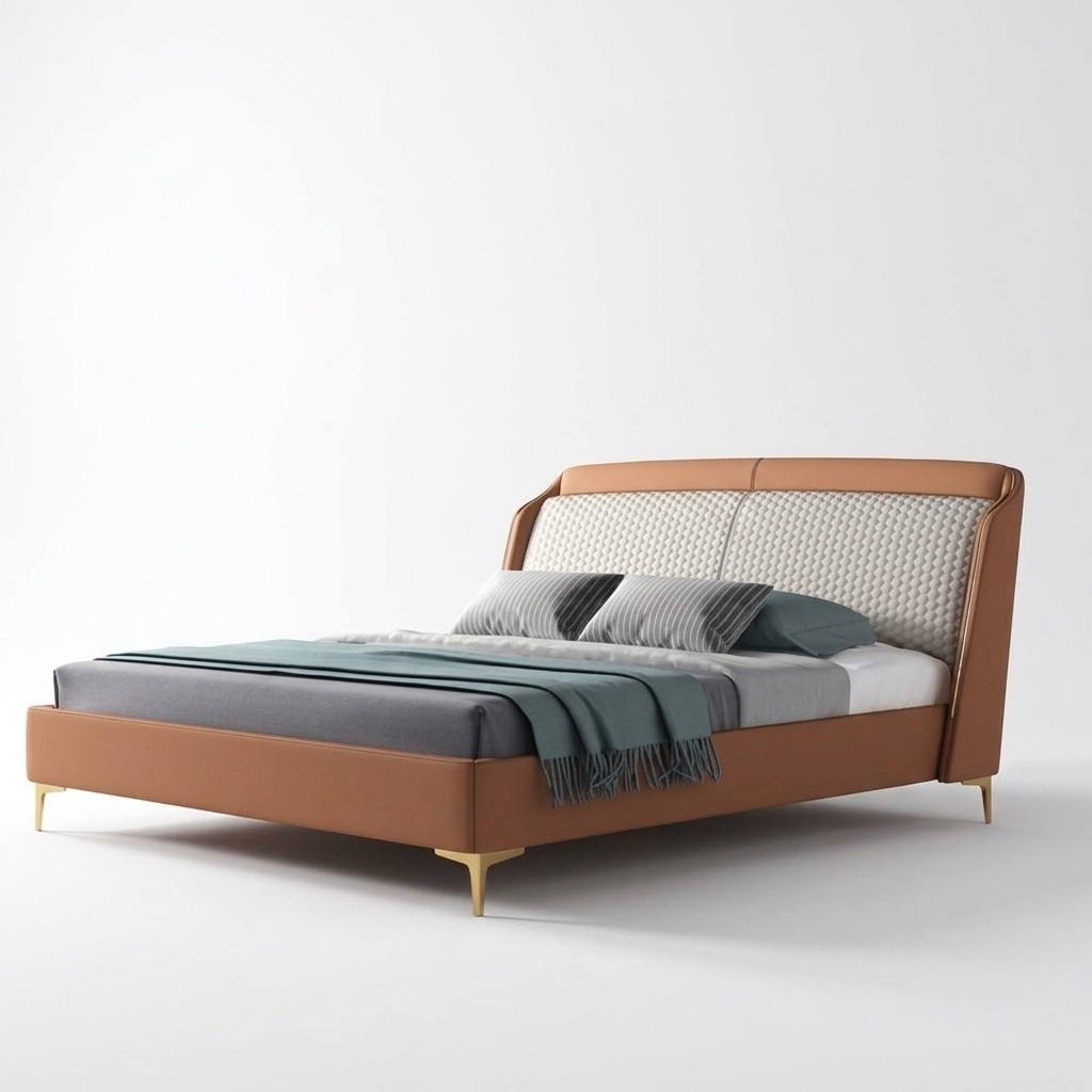 Bett Polster Design Luxus Doppel Hotel Ehe Schlaf Zimmer Leder 180x200cm