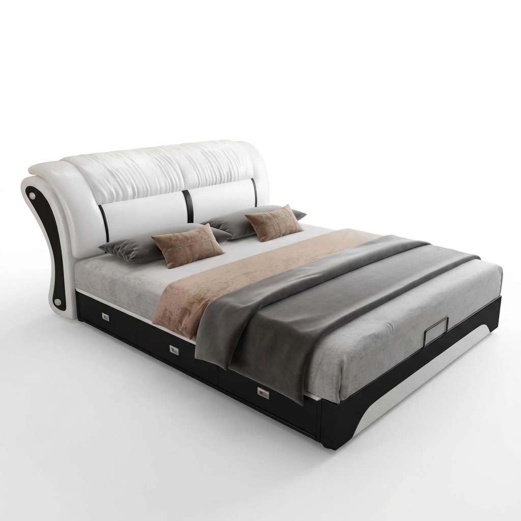 Bett Polster Design Luxus Doppel Hotel Zimmer Leder 180x200cm Betten
