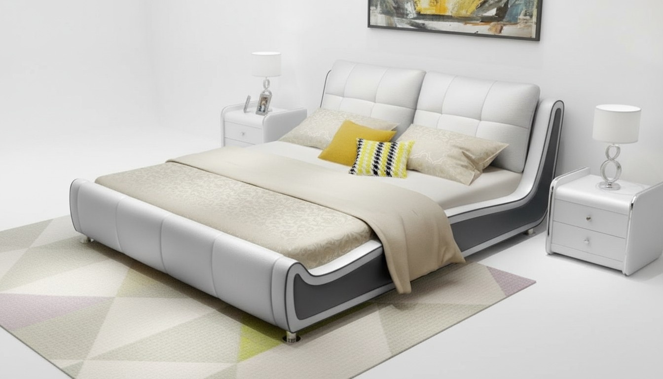 Bett Polster Design Luxus Doppel Hotel Betten Ehe Schlaf Zimmer Leder