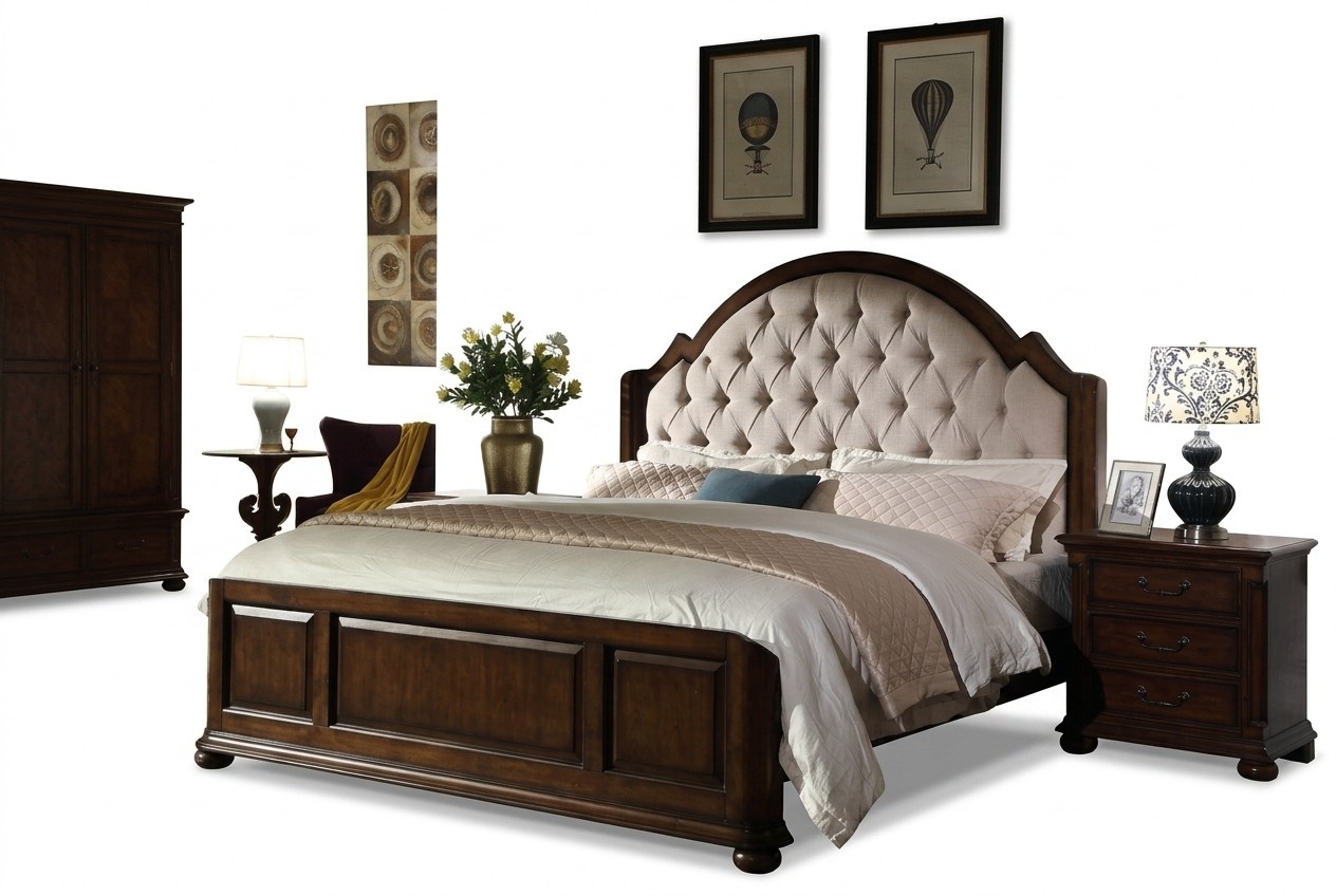 Bett Polsterbett Luxus Doppel Schlafzimmer Holz Leder Betten Chesterfield