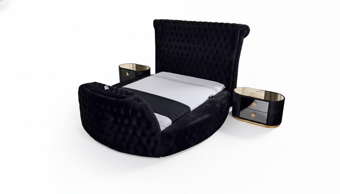 Bett schwarz Chesterfield modernes Hotelbett Doppelbett modernes Polsterbett