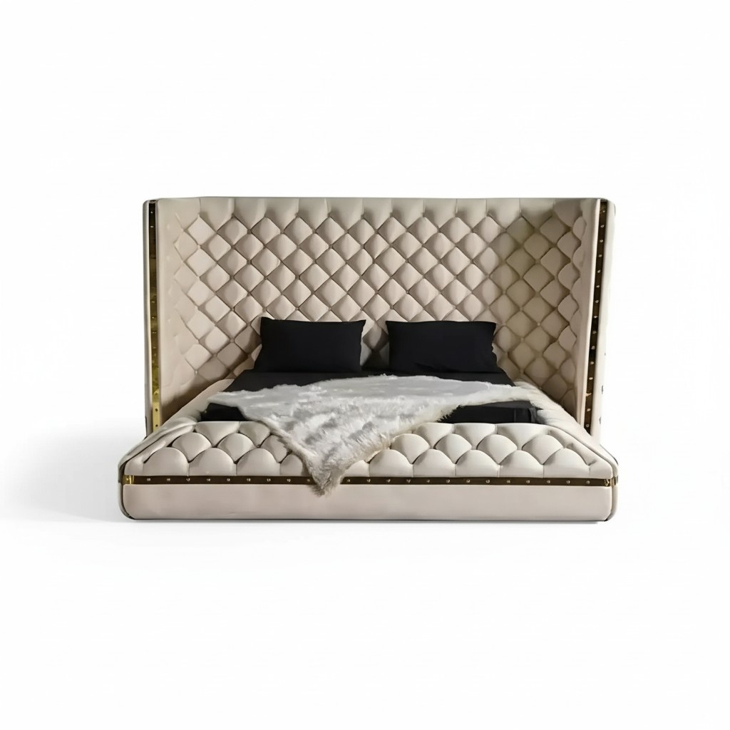 Bett weiß Chesterfield modernes Hotelbett Doppelbett neues modernes Bett