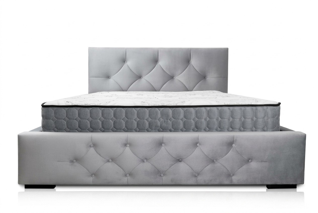 Bett Weiß Modern Design Stoff Polster Schlafzimmer Doppelbett Holz Elegantes Neu