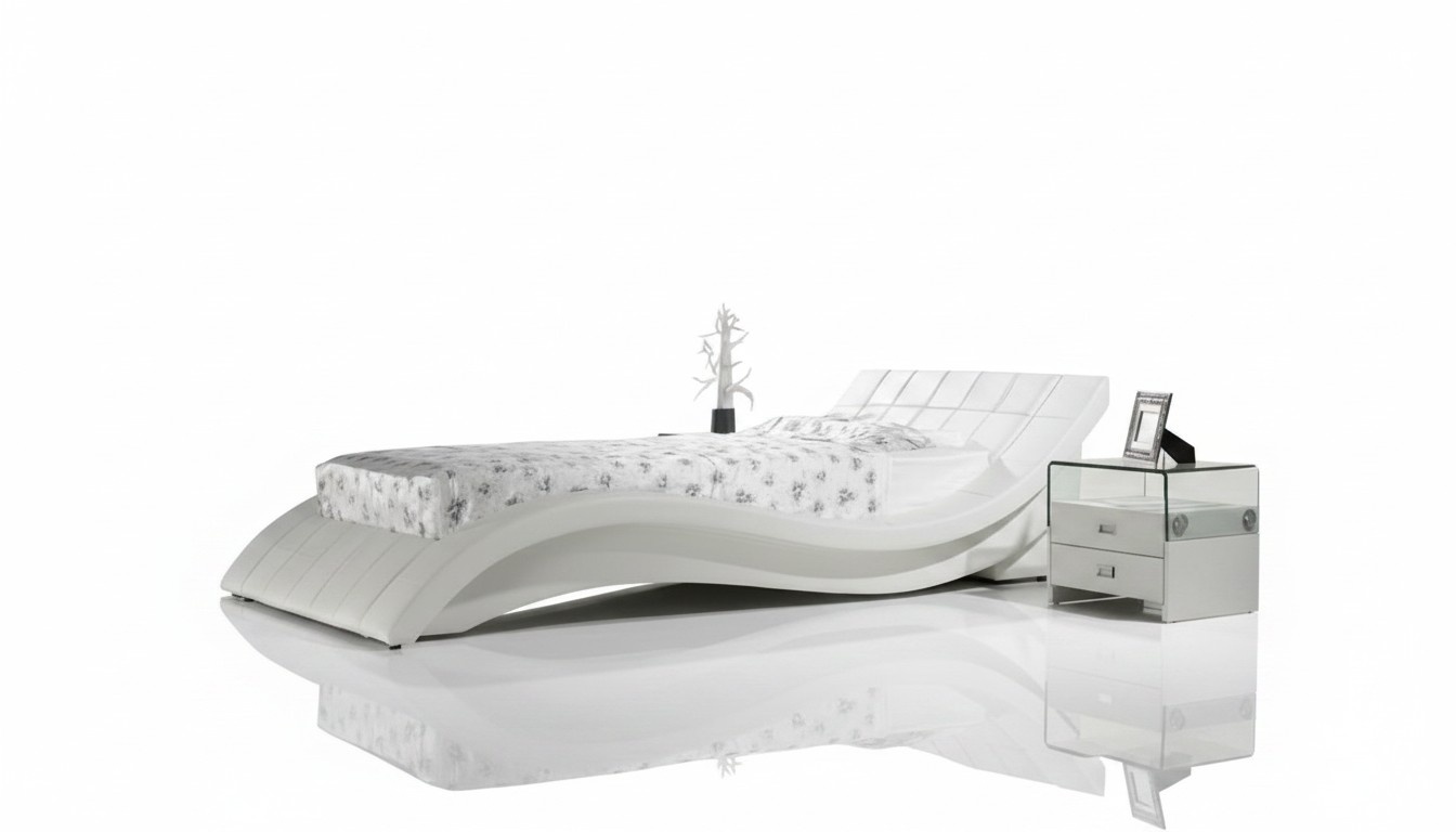 Bett Weiß Schlafzimmer JV Möbel Liegefläche 180x200 Schlafzimmer Kunstleder