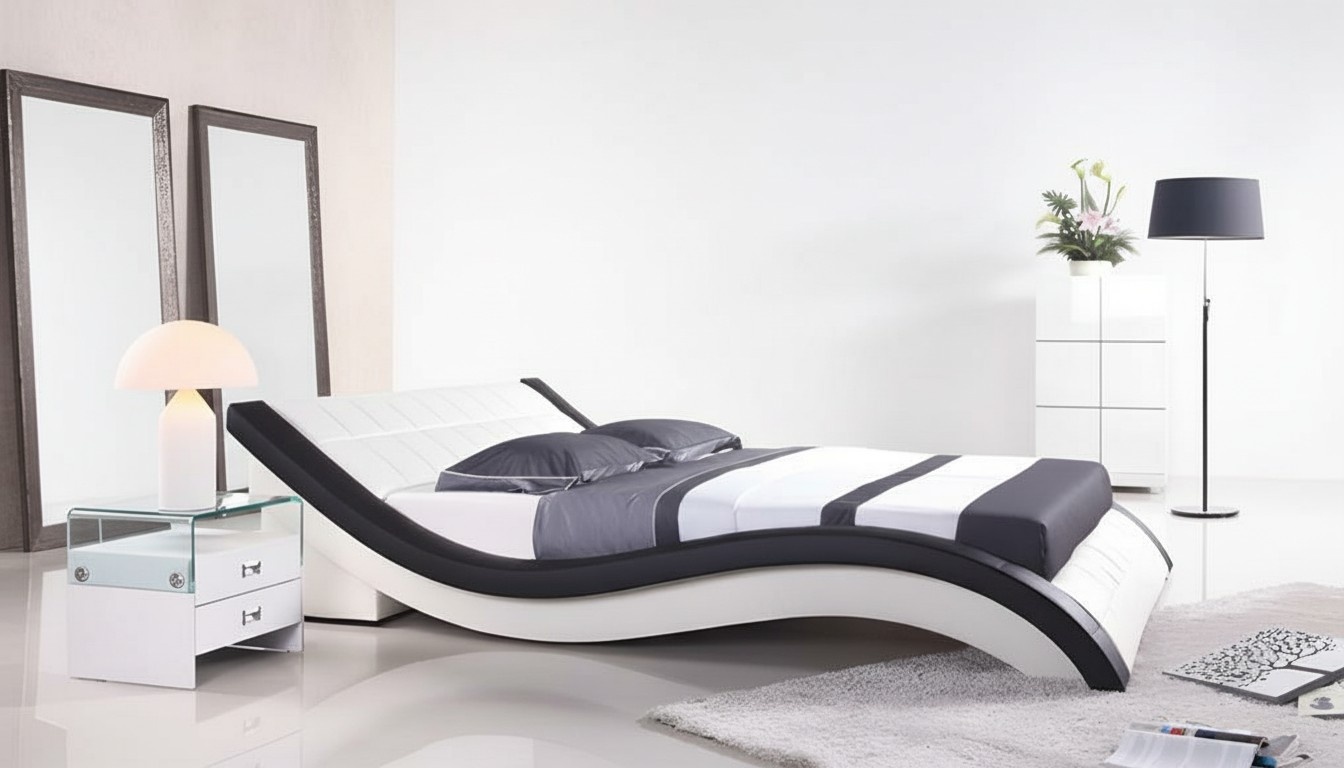 Bett Weiß Schlafzimmer JV Möbel Liegefläche 180x200 Schlafzimmer Kunstleder