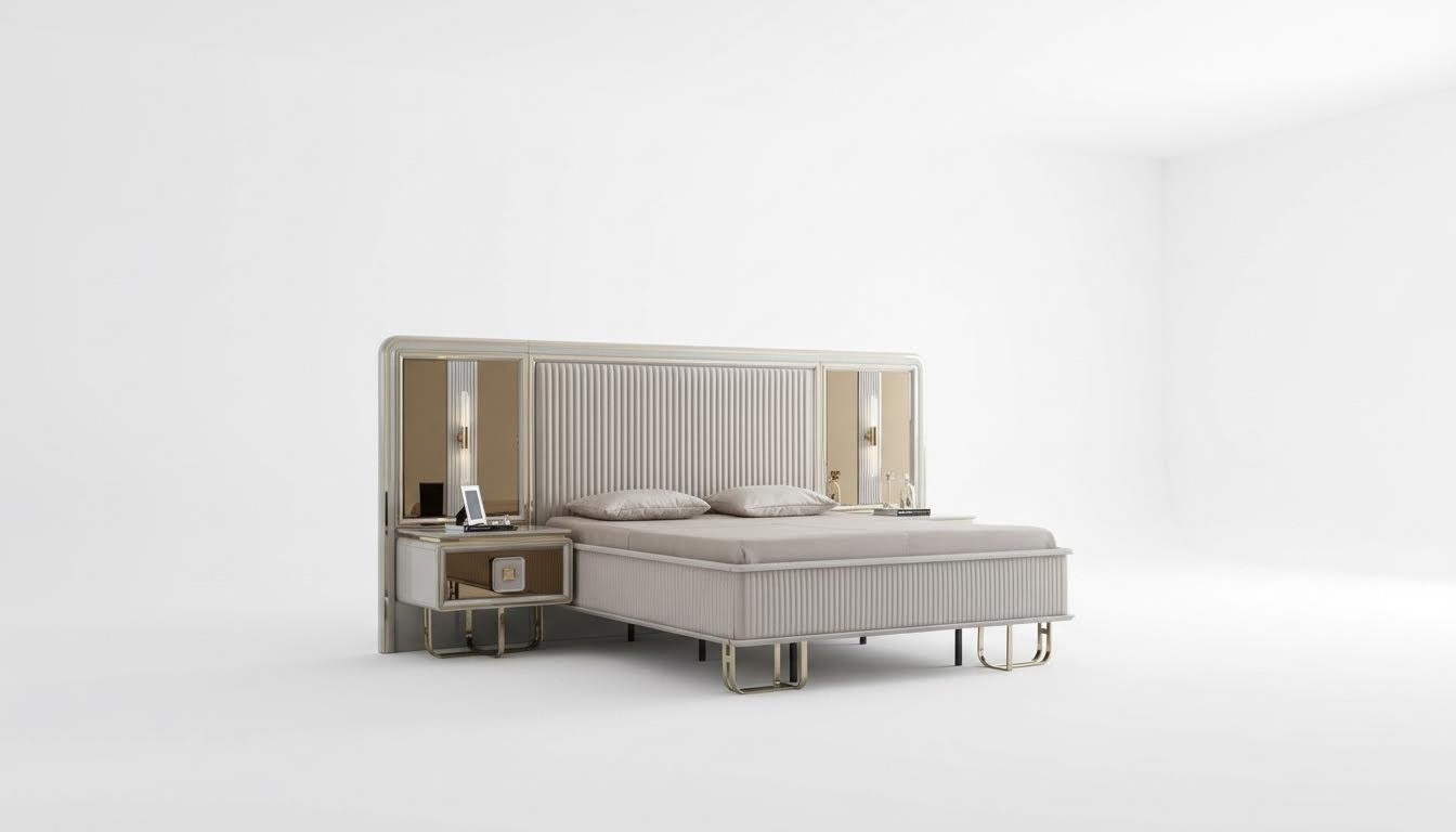 Bett Weiß Schön Design Modern Doppel Betten Schlafzimmer Elegantes