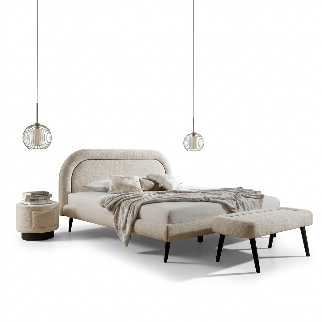 Bett Weiß Schön Design Modern Doppel Betten Schlafzimmer Elegantes Möbel Neu