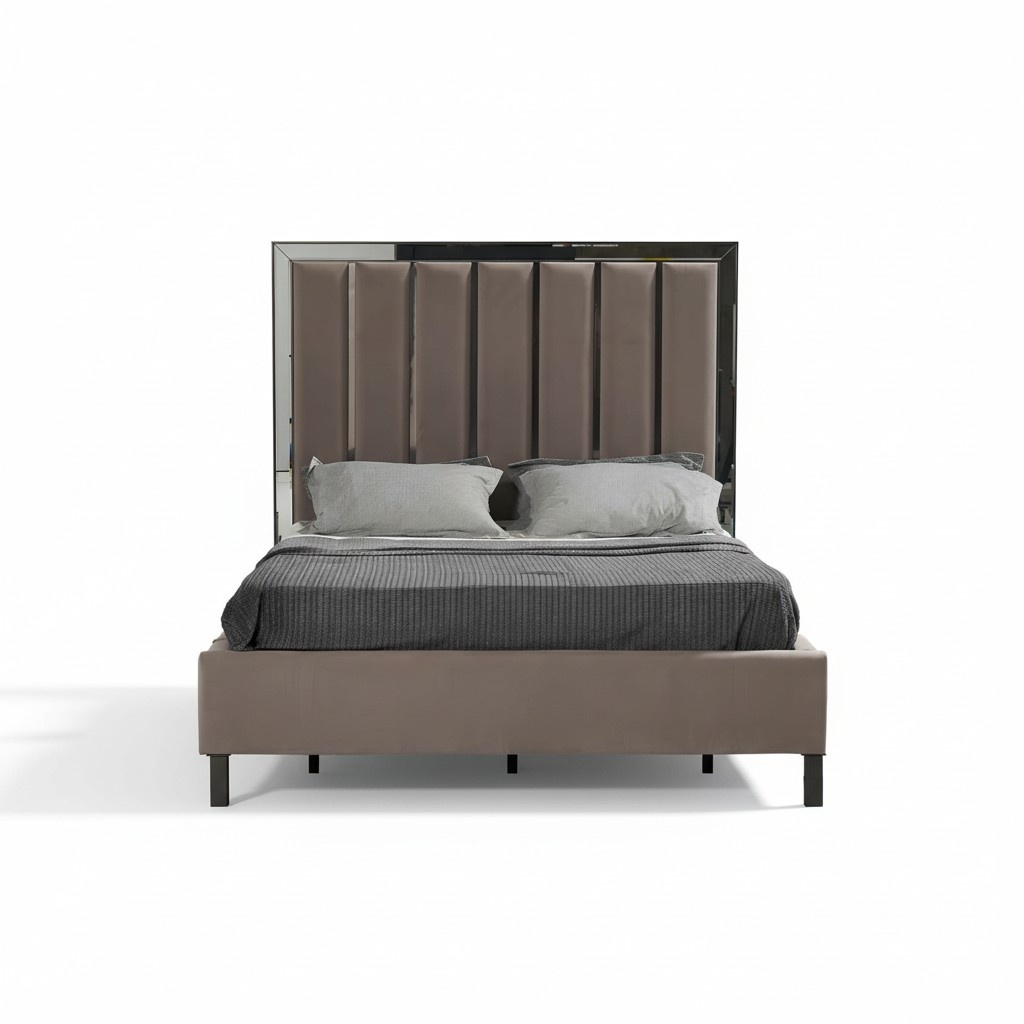 Betten Design Bett Polster Schlafzimmer Hotel Design Doppelbett Metall Taupe Neu