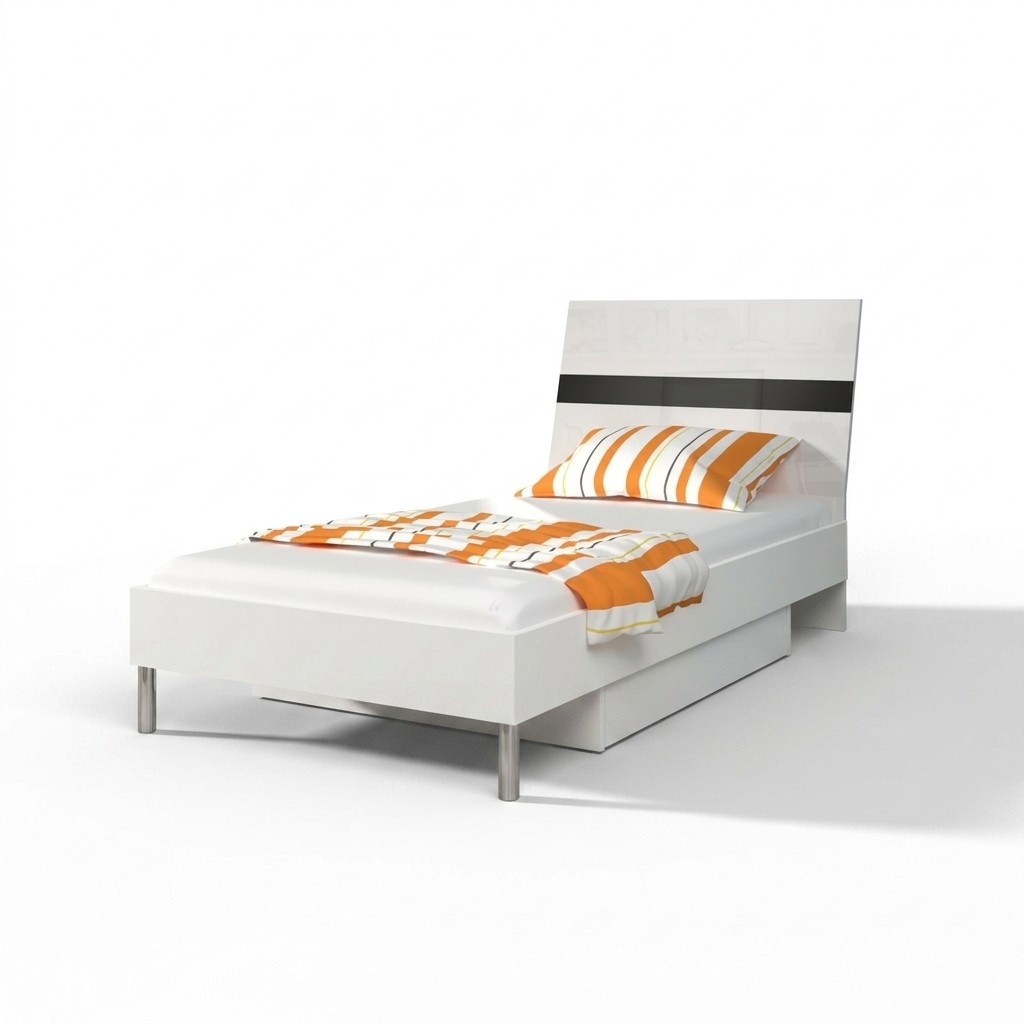 Betten Holz Design Einzelbett Hochglanz Single Kinderzimmer Bett Junge Schwarz
