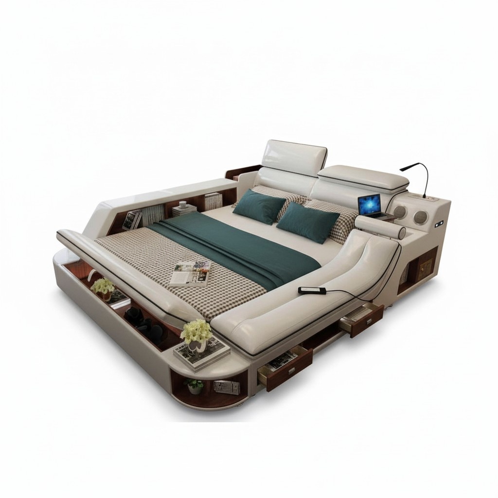 Betten Hotel 180x200cm Multifunktion Regal USB Design Bett xxl Big Leder