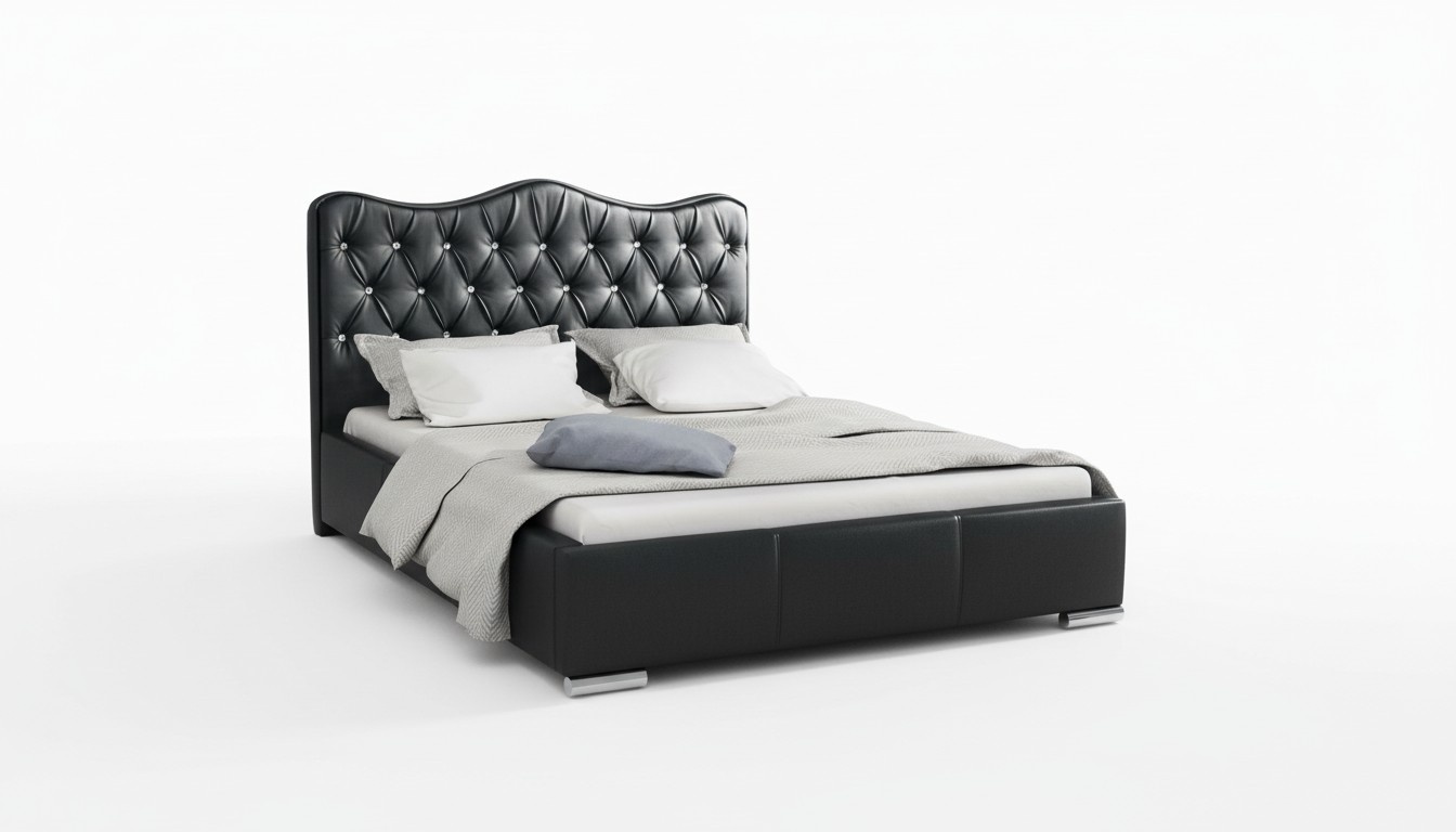 Bettrahmen Betten Ehebett Modern Bett Kunstleder Polsterbett Doppelbett Schwarz