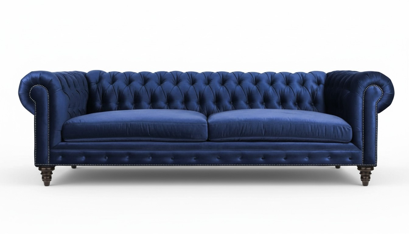 Blau Chesterfield Dreisitzer Modern Design Couchen Sofa Möbel Stoff Sofas Neu