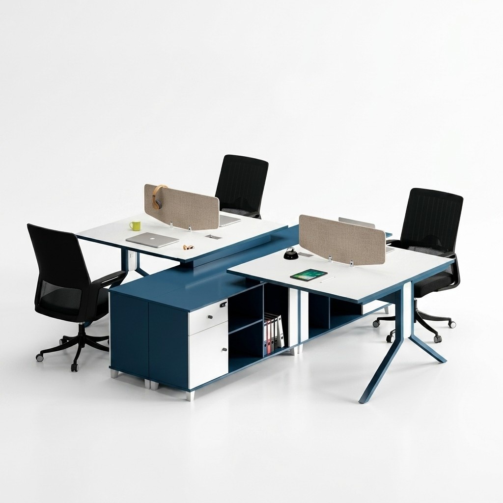 Blau-weißer Arbeitstisch Arbeitsplatz Möbel Designer Hochwertige Tische