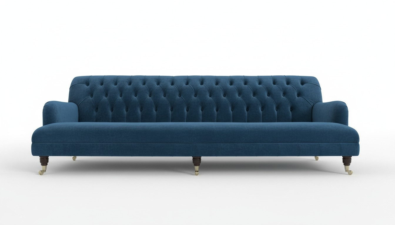 Blaue Chesterfield Couch Textil 4 Sitzer XXL Big Sofa Couchen Big