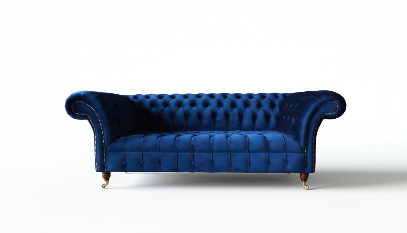 Blaue Chesterfield Dreisitzer Sofa 3 Sitzer Sofas Luxus Textil Couchen
