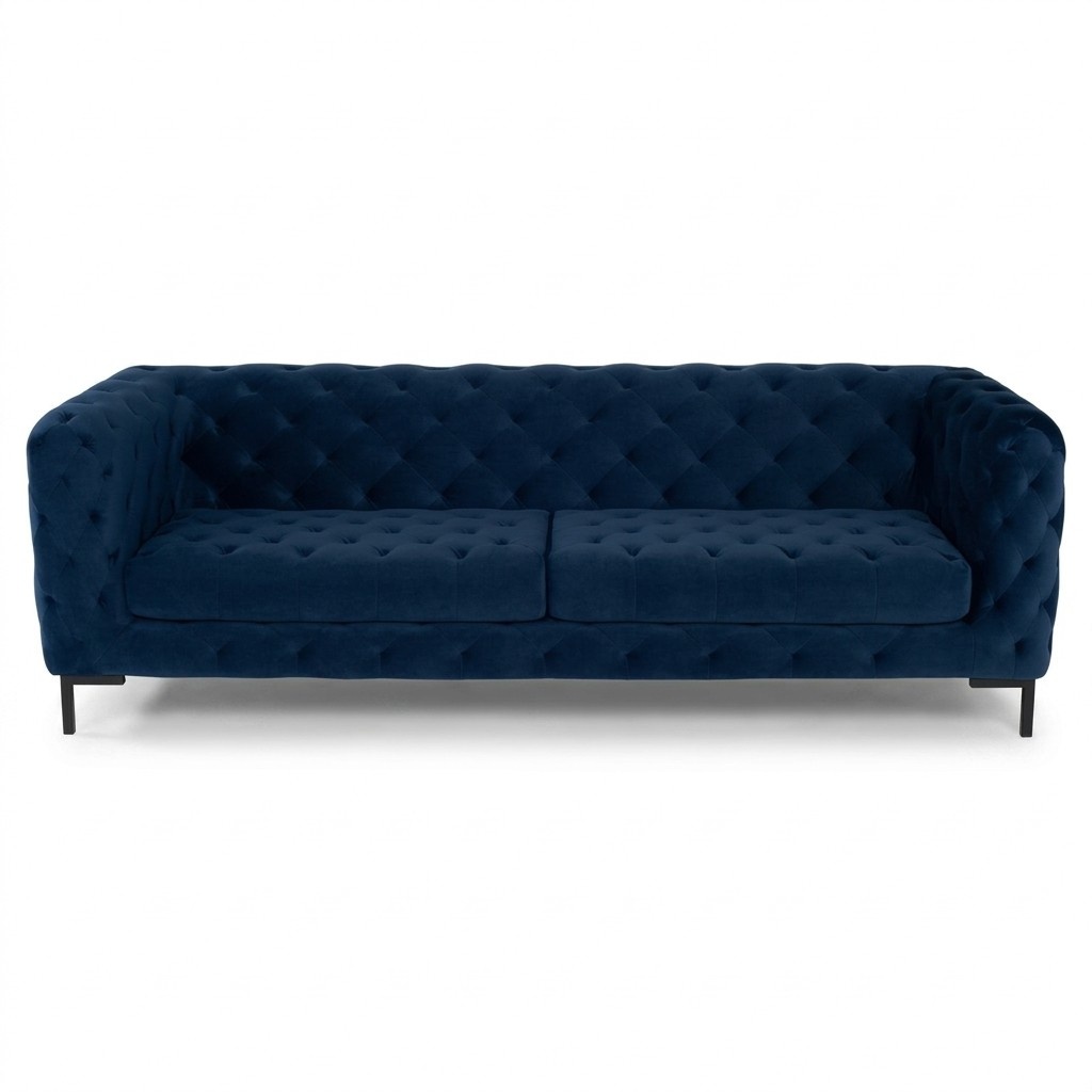 Blaue Textil Chesterfield Sofa Couch Polster Stoff Leder Couchen Neu