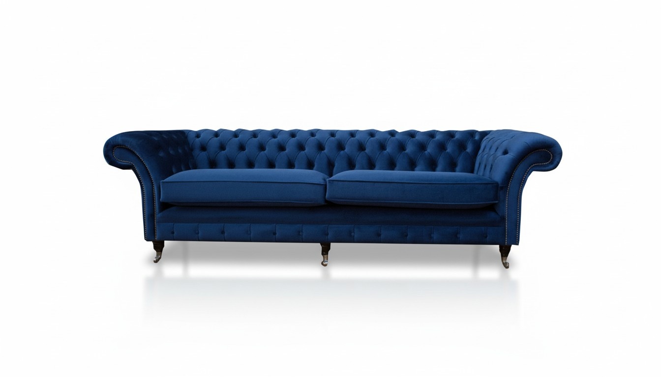 Blaue xxl Big Sofa Couch Chesterfield 265cm Polster Sofas 4 Sitzer