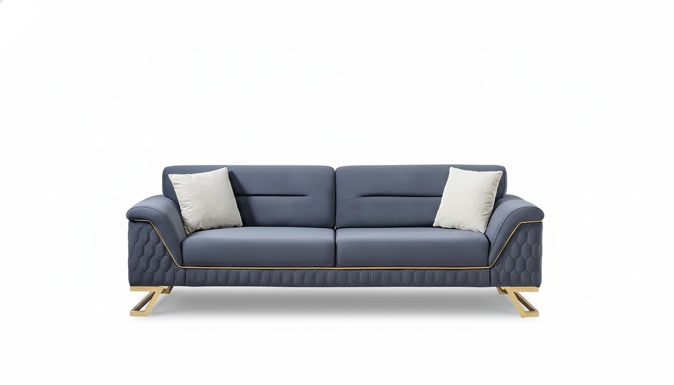 Blauer Wohnzimmer Designer Edelstahl 3-Sitzer Moderne Luxus Möbel Neu