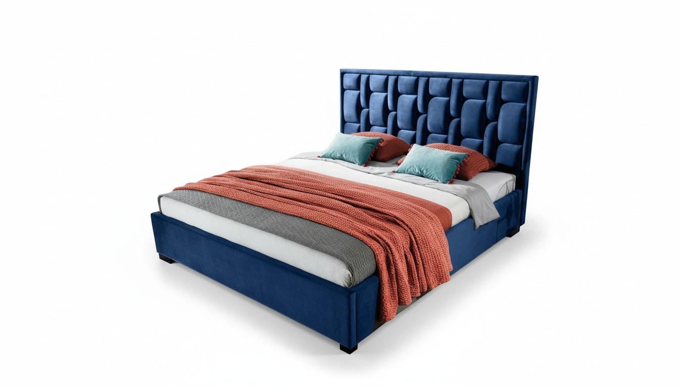 Blaues Designer Bett Schlafzimmer Design Möbel Modern Luxus Betten Gestell Neu