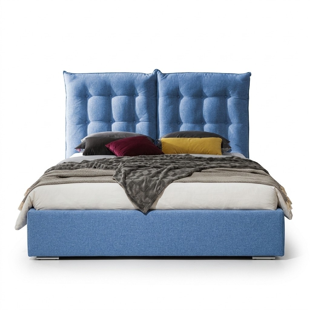 Blaues Polster Bett Moderne Bettgestelle Möbel Luxus Hotel Betten Schlafzimmer