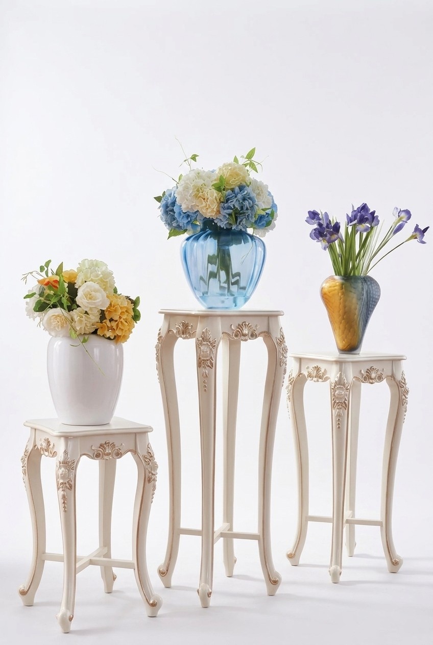 Blumenständer klassischer Stil Wohnzimmer Luxus Ständer Ablage Säule 3tlg