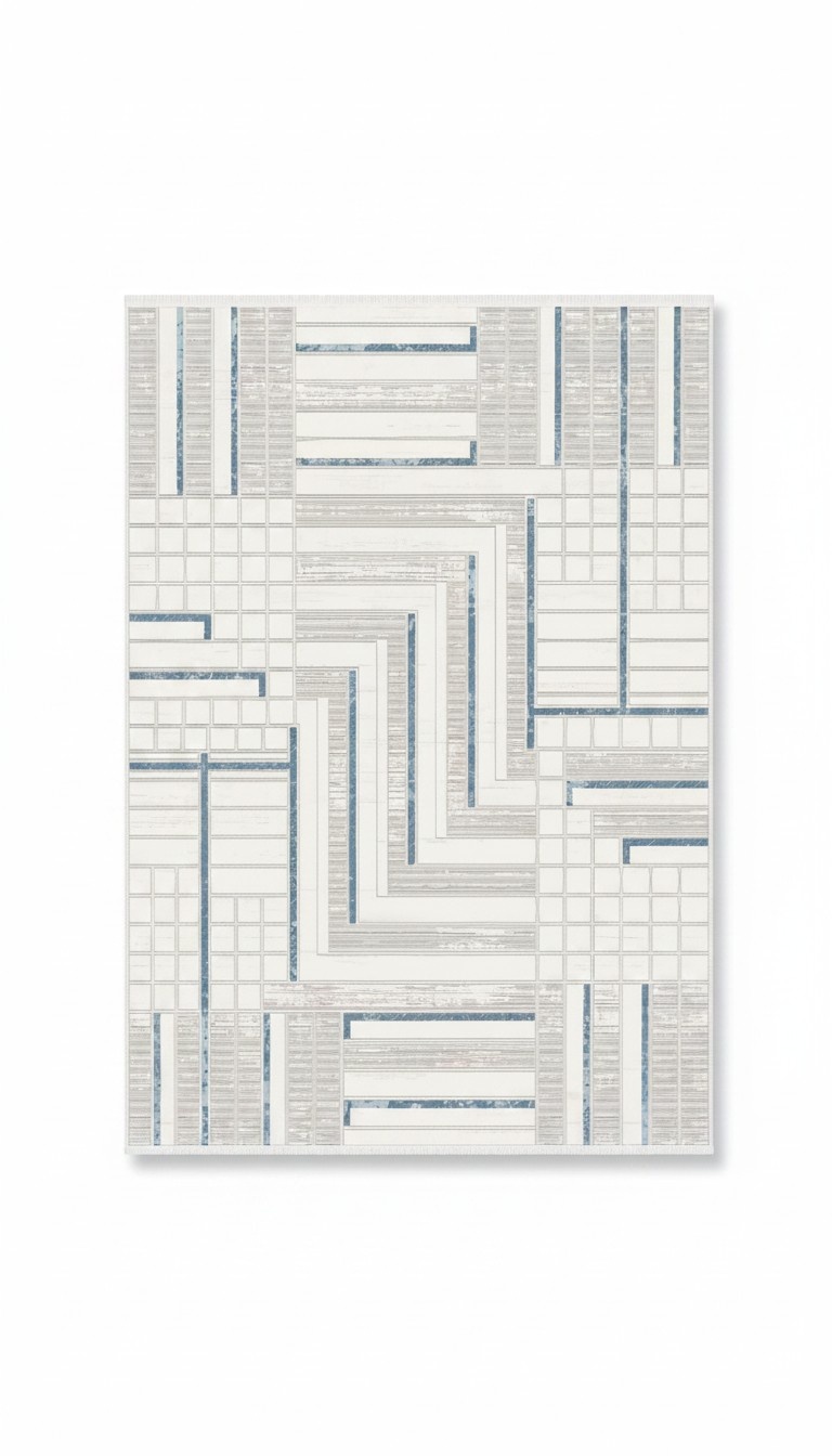 Bodenbelag Kunstfaserteppich Teppich Wohnzimmer Geometrische Muster Blau