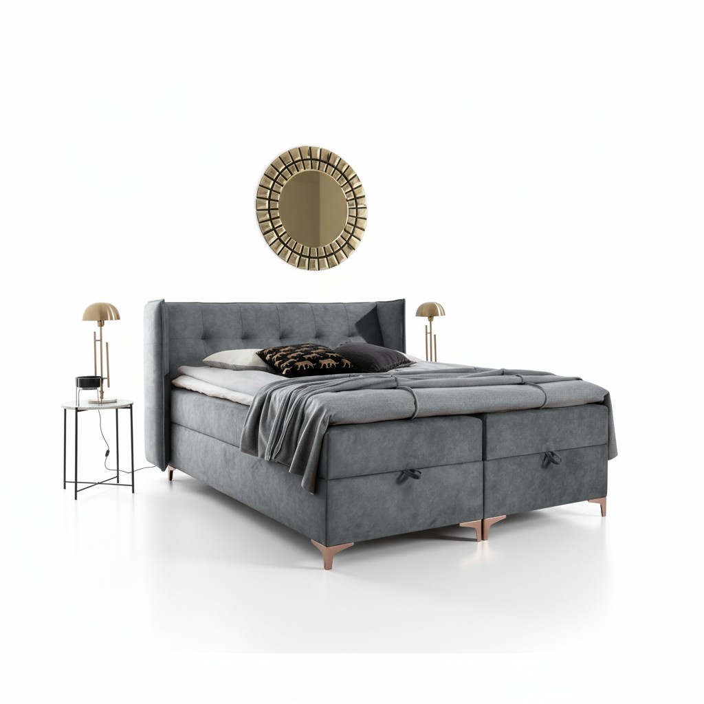Boxspringbett 160x200cm Polstermöbel Luxus Bett Schlafzimmer Stil Modern