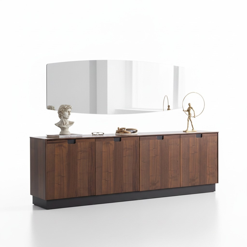 Braun Esszimmer Anrichte Luxuriöse Konsole Spiegel Holz Möbel 2tlg Neu