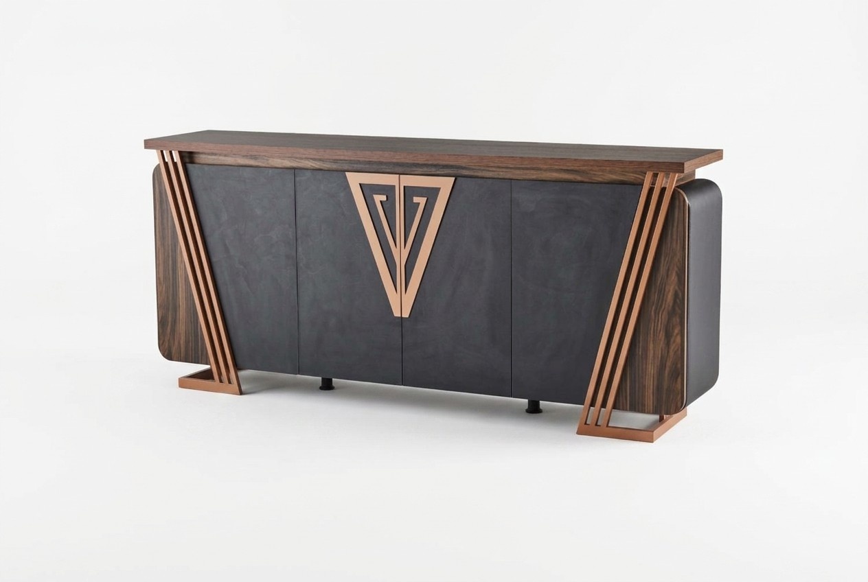 Braun Schwarz Bronze Sideboard Rechteckig Form Stauraum Aktenschrank