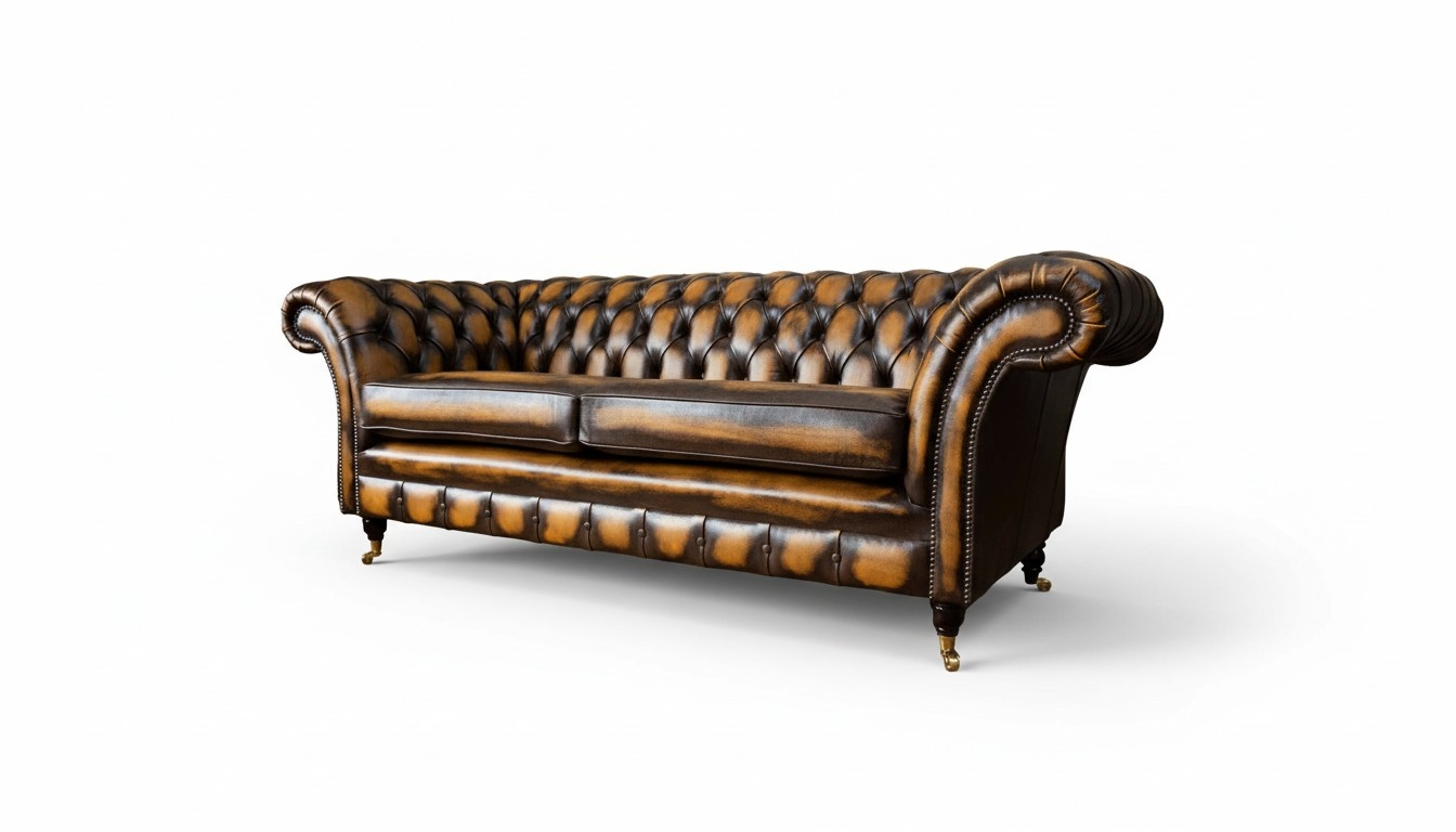 Braun Sofa 3 Sitzer Couch design Chesterfield Polster Sitz Leder Neu