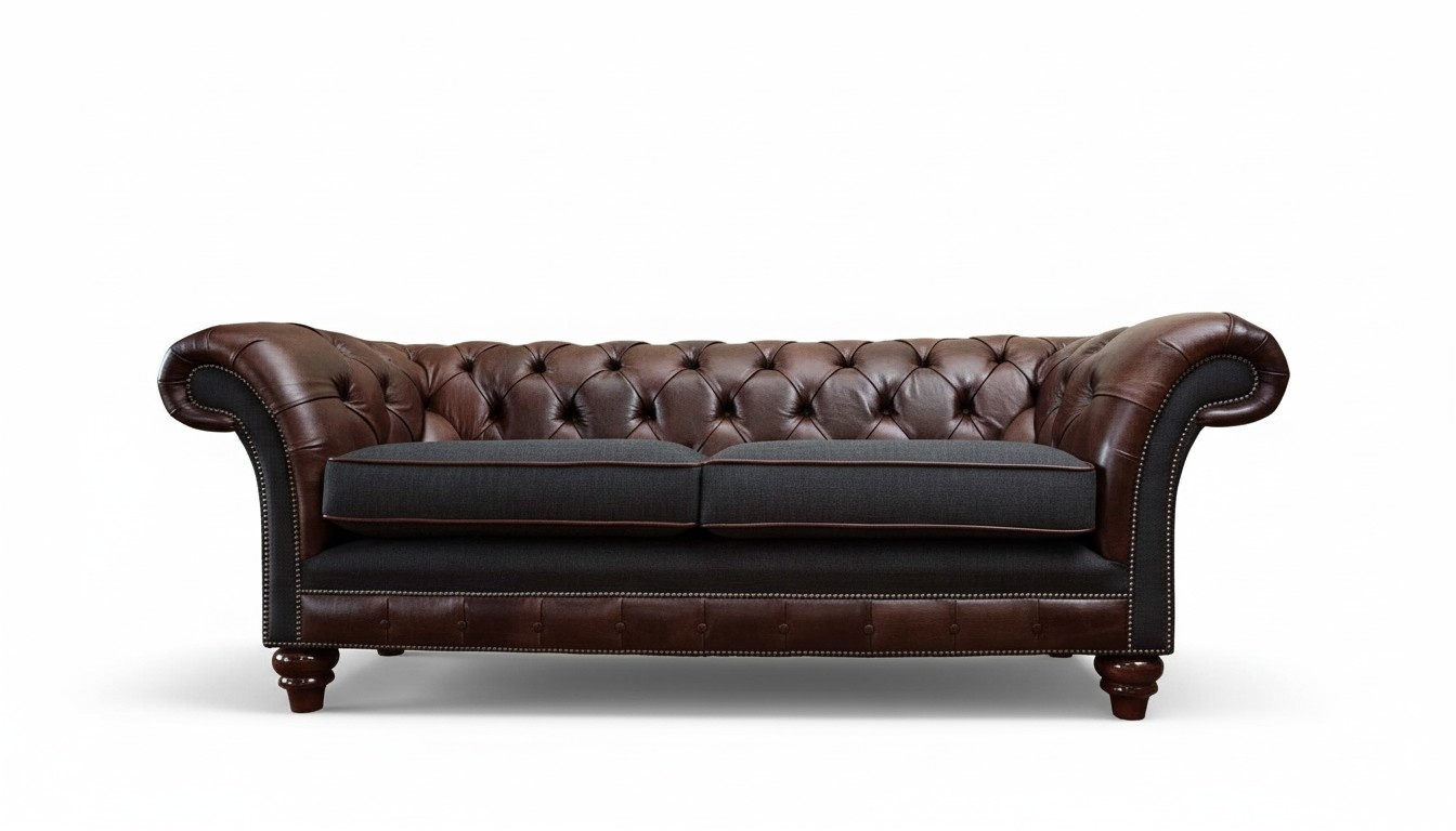 Braune Chesterfield englisch klassischer Stil Sofa Couch 3 Sitz Polster 230cm