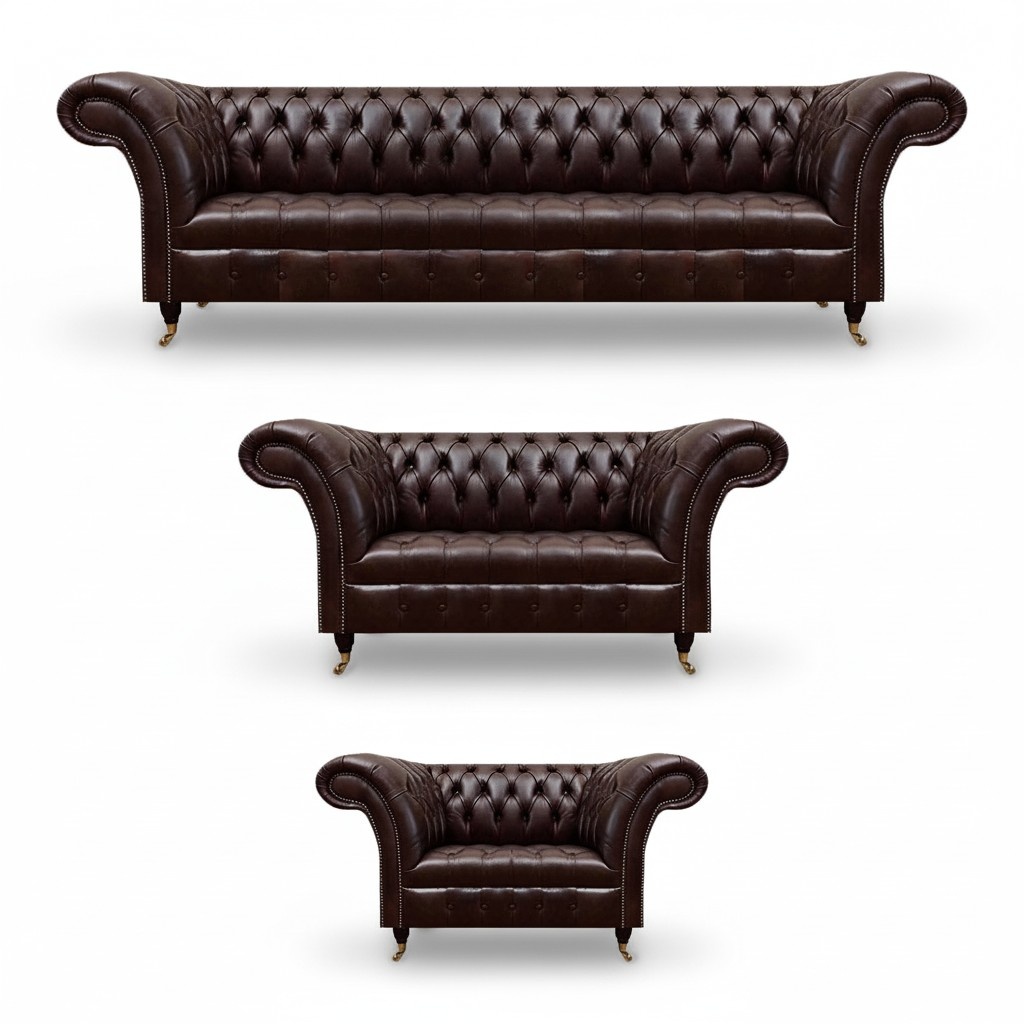 Braune Chesterfield Ledercouchen Designer Dreisitzer Viersitzer Sessel