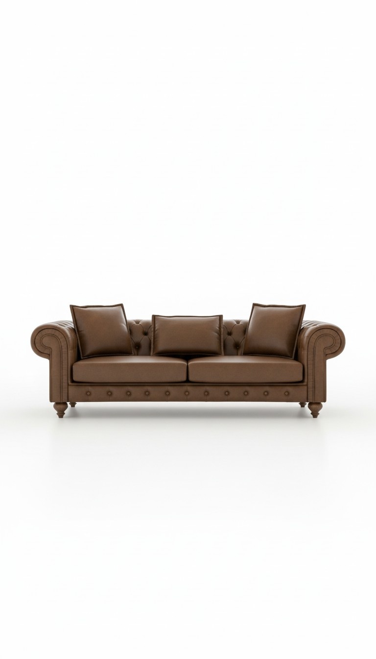 Brauner Dreisitzer Wohnzimmercouch Luxus Leder Sofas Stil Möbel Neu