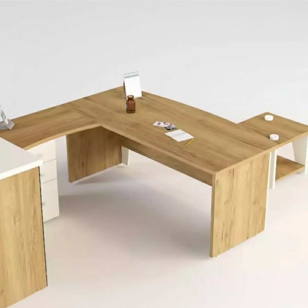 Brauner Eckschreibtisch Exklusives Design Bürotisch Arbeitszimmer Möbel