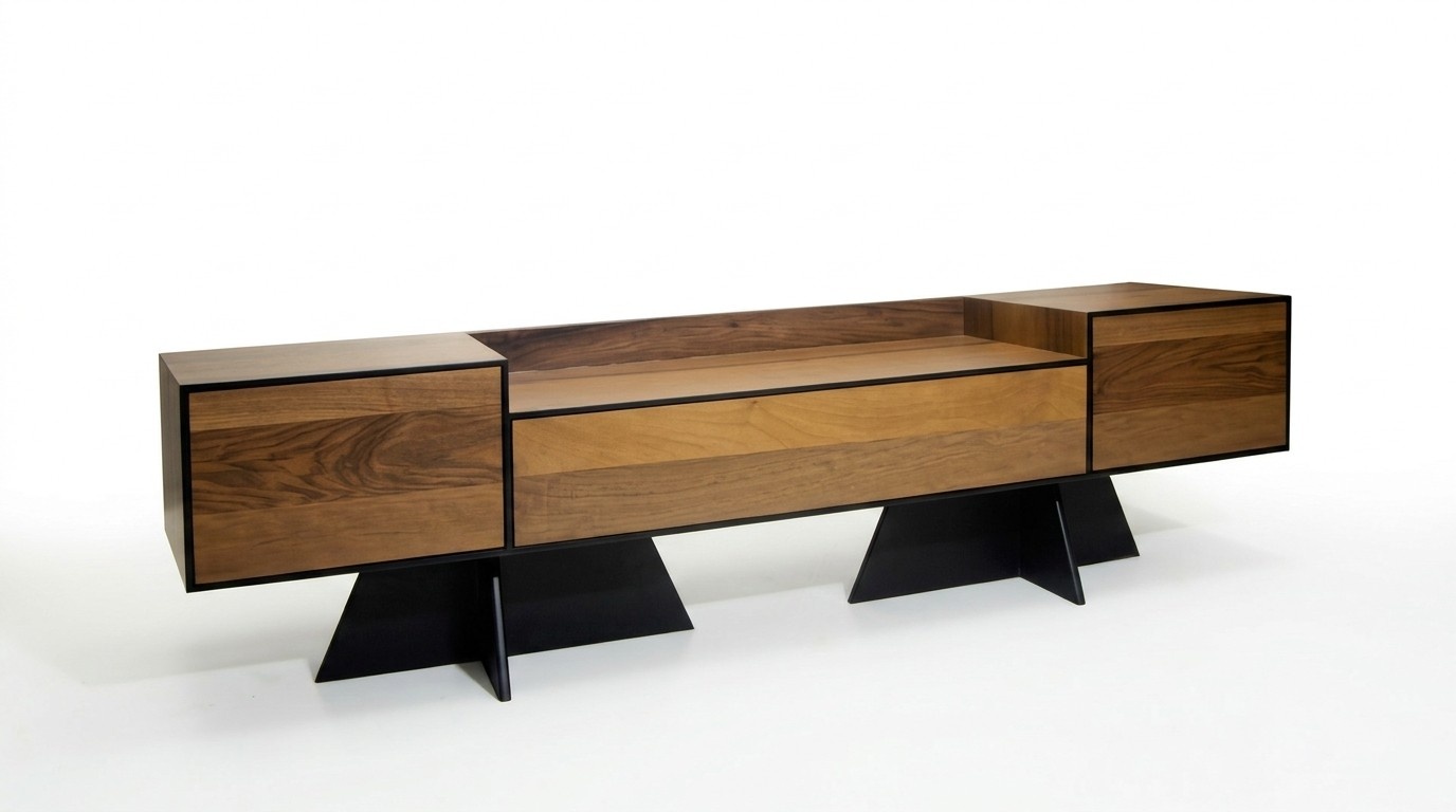 Brauner TV-Ständer edles Designer Lowboard aus Holz stilvolle Möbel Wohnzimmer