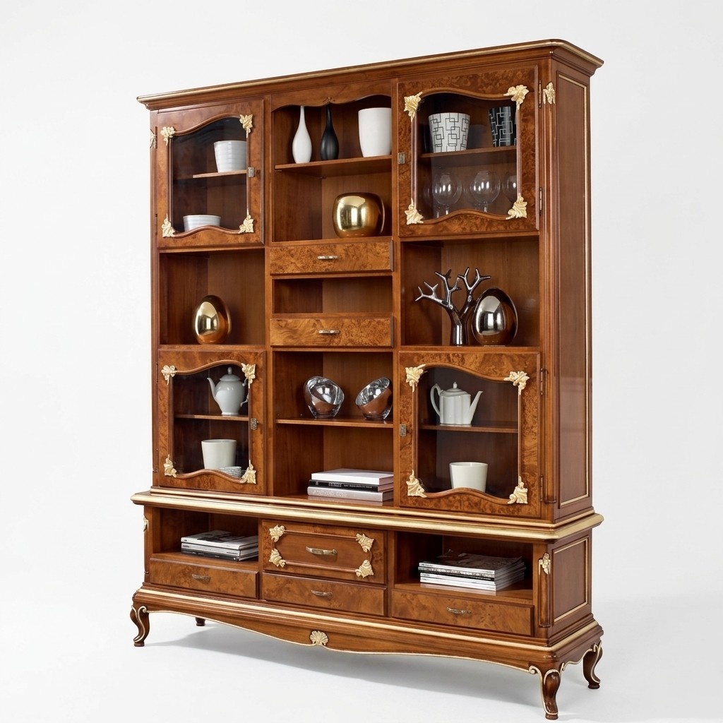 Bücher Regal braun Vitrinen Schrank Bücherschrank Vitrine Bücherregal Regale